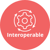 Red circle with word Interoperable
